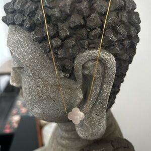 Elegant Gold and White Clover Necklace